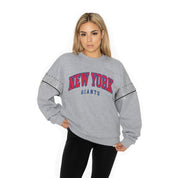 NEW YORK GIANTS COMPETITIVE EDGE FLEECE PULLOVER WITH JEWEL SLEEVE EMBELLISHMENTS
