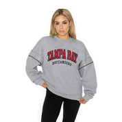 TAMPA BAY BUCCANEERS COMPETITIVE EDGE FLEECE PULLOVER WITH JEWEL SLEEVE EMBELLISHMENTS