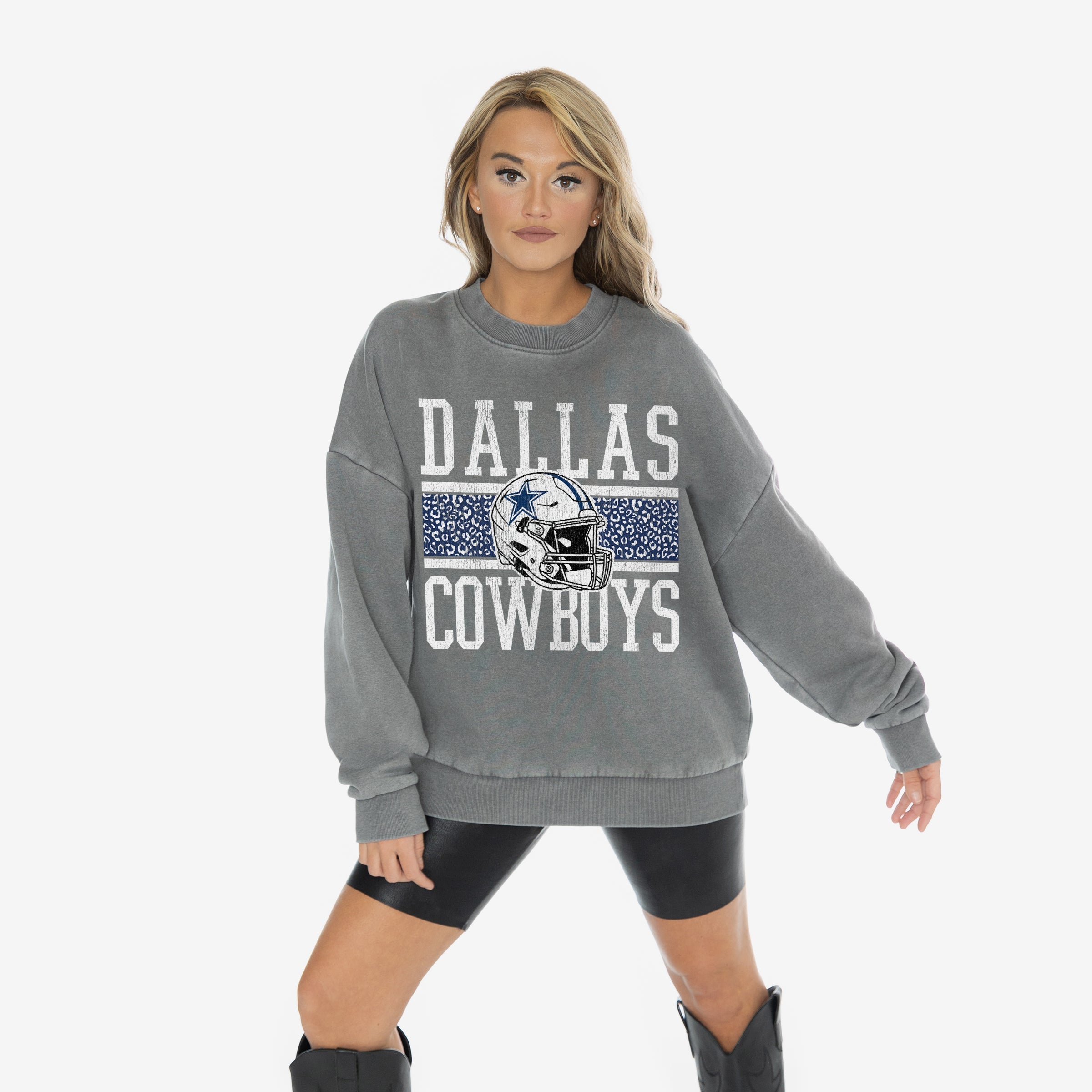 DALLAS COWBOYS IN THE WILD VINTAGE WASH OVERSIZED CREWNECK FLEECE