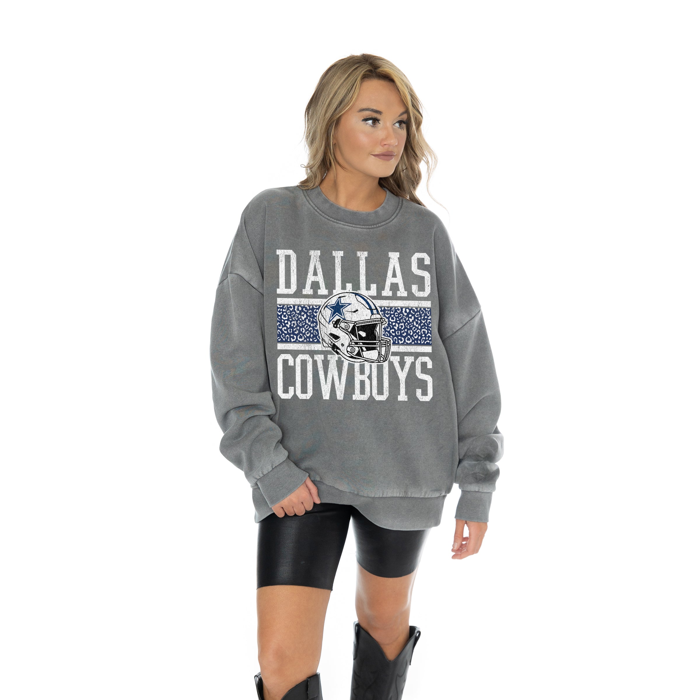 DALLAS COWBOYS IN THE WILD VINTAGE WASH OVERSIZED CREWNECK FLEECE