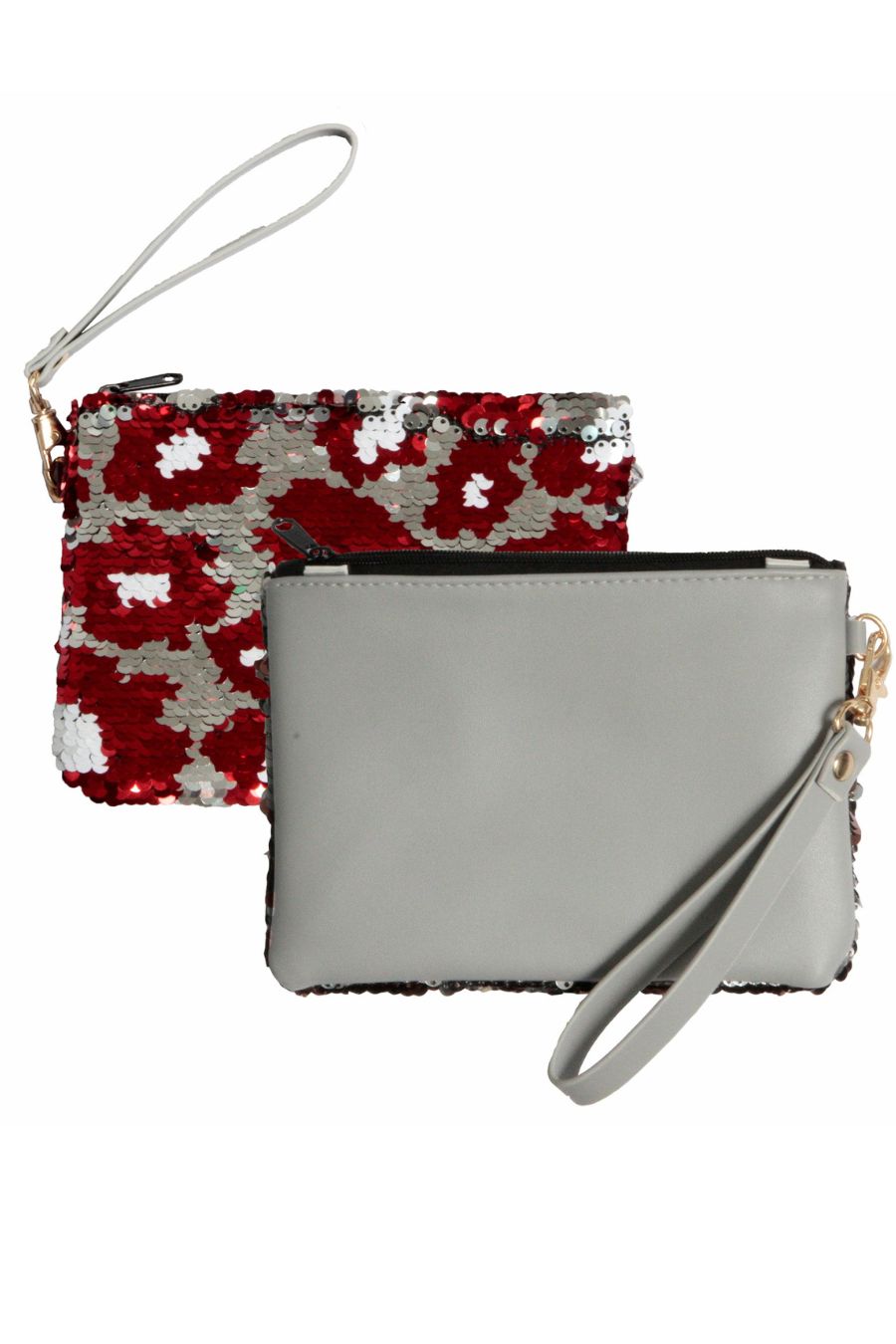 TOO CHIC REVERSIBLE SEQUIN WRISTLET IN CRIMSON AND SILVER
