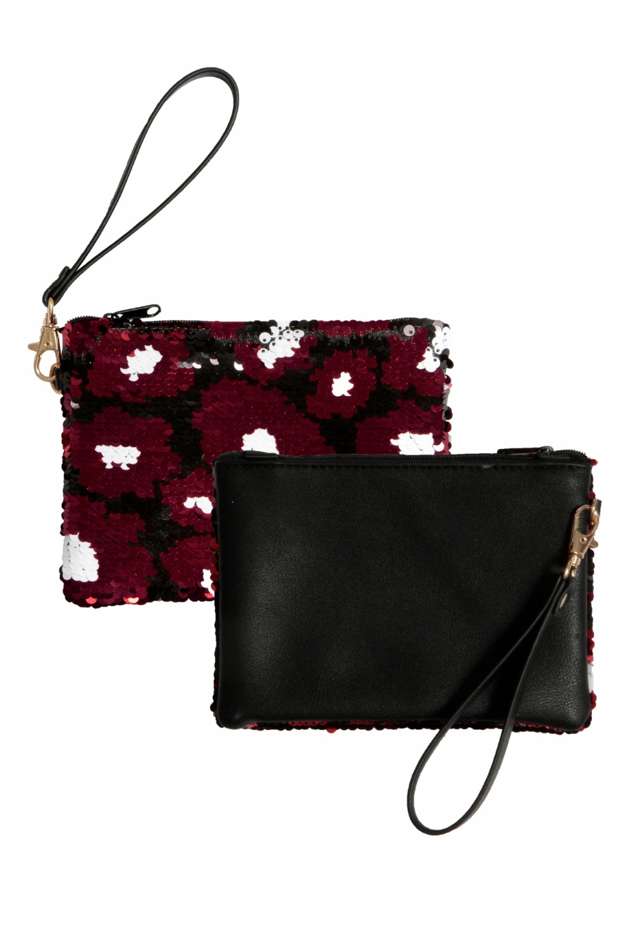 TOO CHIC REVERSIBLE SEQUIN WRISTLET IN MAROON AND BLACK