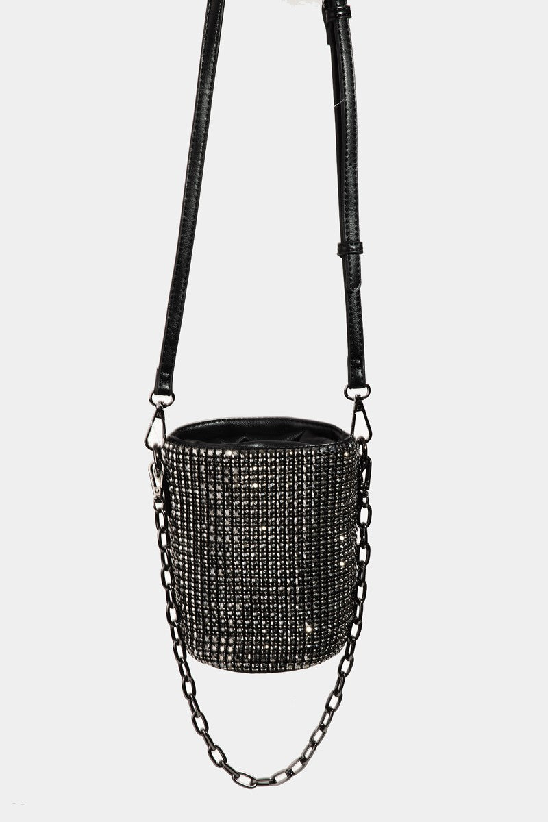 STADIUM STYLE PAVE RHINESTONE BUCKET BAG