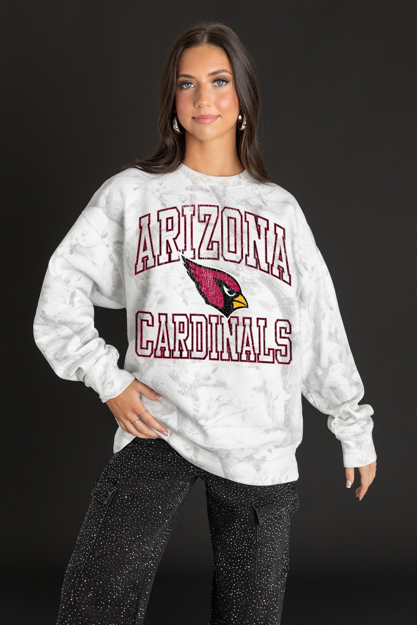 ARIZONA CARDINALS WHITEOUT PREMIUM DROP SHOULDER CAMO PULLOVER-