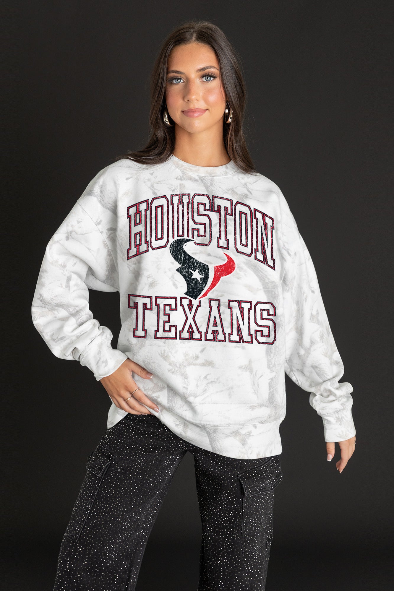 HOUSTON TEXANS WHITEOUT PREMIUM DROP SHOULDER CAMO PULLOVER-