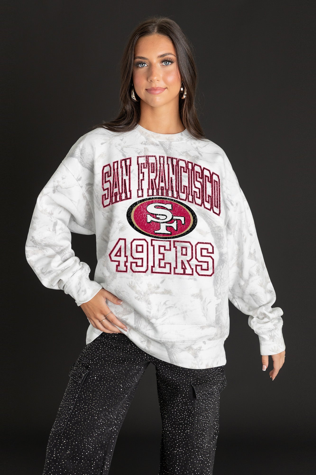 SAN FRANCISCO 49ERS WHITEOUT PREMIUM DROP SHOULDER CAMO PULLOVER-