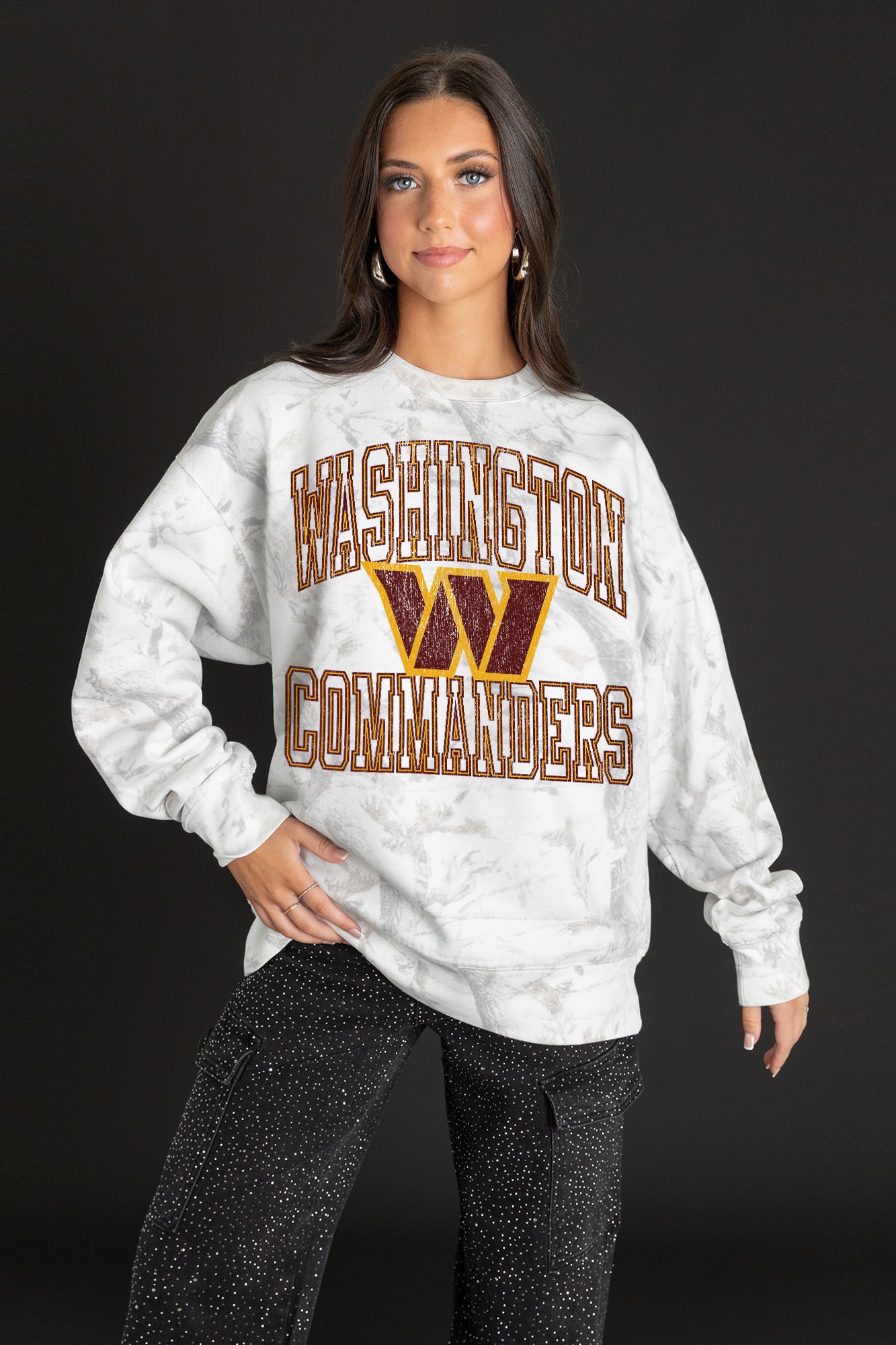 WASHINGTON COMMANDERS WHITEOUT PREMIUM DROP SHOULDER CAMO PULLOVER-