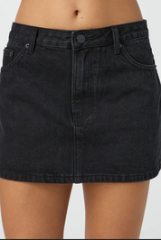 HEADLINER HIGH WAIST DENIM SKIRT IN BLACK