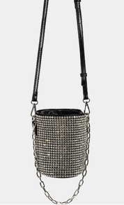 STADIUM STYLE PAVE RHINESTONE BUCKET BAG