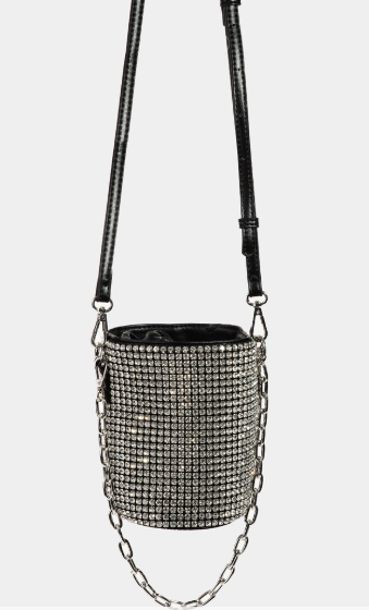 STADIUM STYLE PAVE RHINESTONE BUCKET BAG