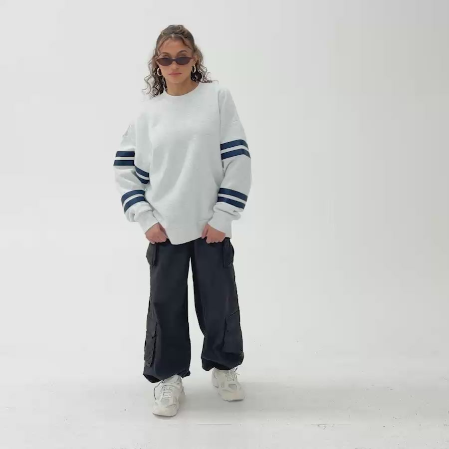 MIAMI HURRICANES STADIUM STRIPES STRIPE SLEEVE CREWNECK SWEATSHIRT