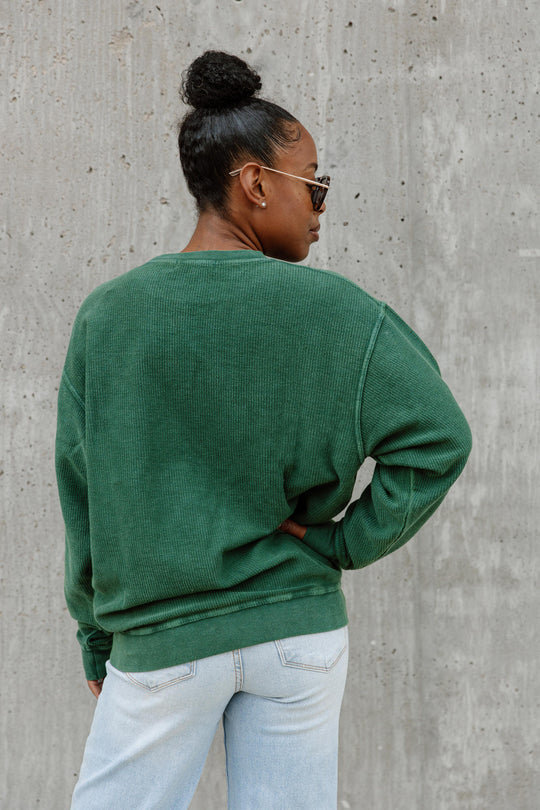 CAMRYN OVERSIZED VINTAGE WASH SWEATER IN GREEN
