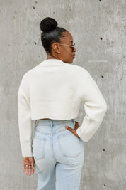 CHEYENNE V-NECK COLLAR WITH DROP SHOULDER SWEATER IN IVORY