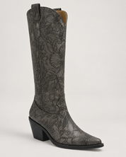 Christine Embossed Floral Western Boot Taupe