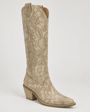 Christine Embossed Floral Western Boot Taupe