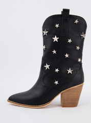 Scarlet Star Studded Western Booties Black