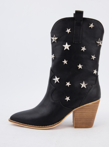 Scarlet Star Studded Western Booties Black