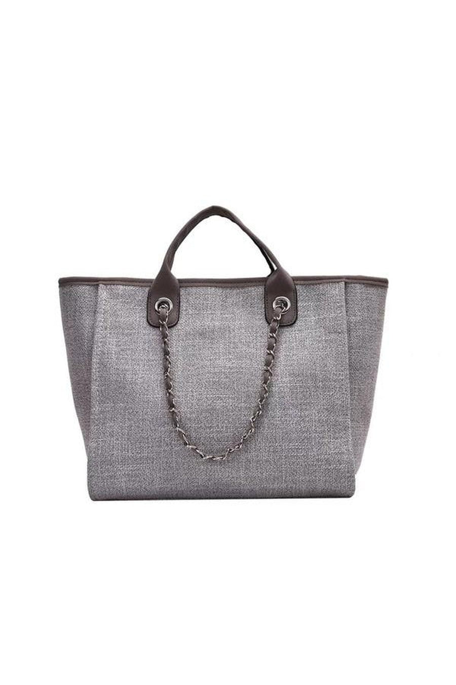THE "LIVIA" WOVEN TOTE BAG IN GREY