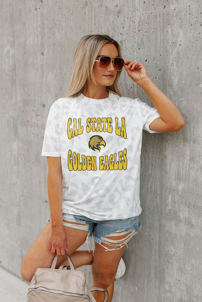 CAL STATE LOS ANGELES GOLDEN EAGLES CRUSHING VICTORY SUBTLE LEOPARD PRINT TEE