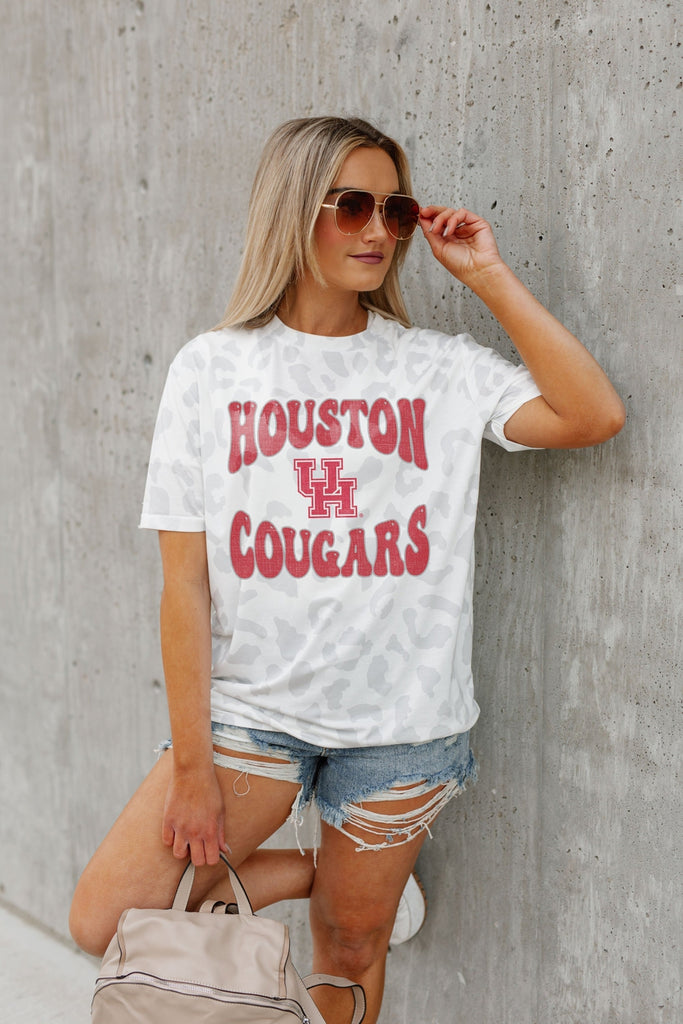 HOUSTON COUGARS CRUSHING VICTORY SUBTLE LEOPARD PRINT TEE