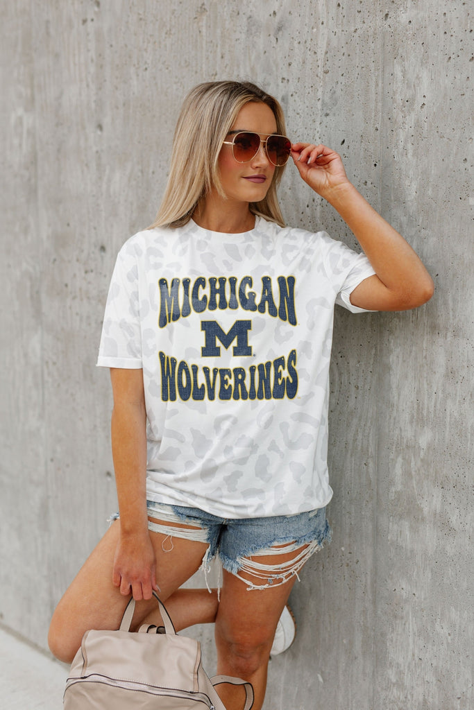 MICHIGAN WOLVERINES CRUSHING VICTORY SUBTLE LEOPARD PRINT TEE