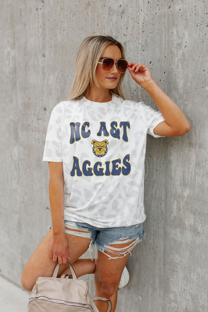 NORTH CAROLINA A&T STATE BULLDOGS CRUSHING VICTORY SUBTLE LEOPARD PRINT TEE