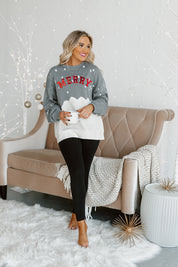 RETRO CHRISTMAS EMBELLISHED BLEACH DYE SWEATSHIRT