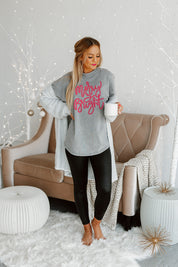 MERRY & BRIGHT EMBELLISHED FADED WASH PULLOVER IN GREY