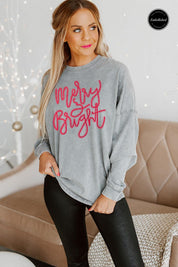 MERRY & BRIGHT EMBELLISHED FADED WASH PULLOVER IN GREY