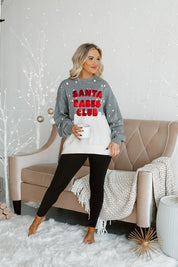 SANTA BABES CLUB EMBELLISHED BLEACH DYE SWEATSHIRT