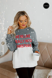 SO INTO CHRISTMAS EMBELLISHED BLEACH DYE SWEATSHIRT