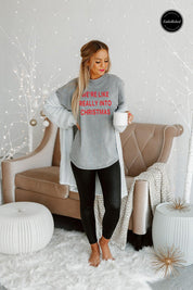 SO INTO CHRISTMAS EMBELLISHED FADED WASH PULLOVER IN GREY