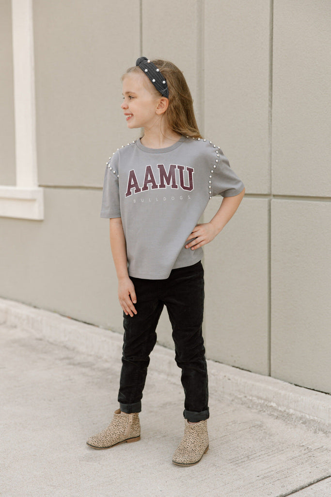 ALABAMA A&M BULLDOGS AFTER PARTY KIDS STUDDED SHORT SLEEVE MODERATELY CROPPED TEE