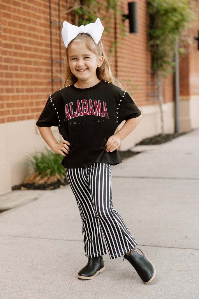 ALABAMA CRIMSON TIDE AFTER PARTY KIDS STUDDED SHORT SLEEVE MODERATELY CROPPED TEE