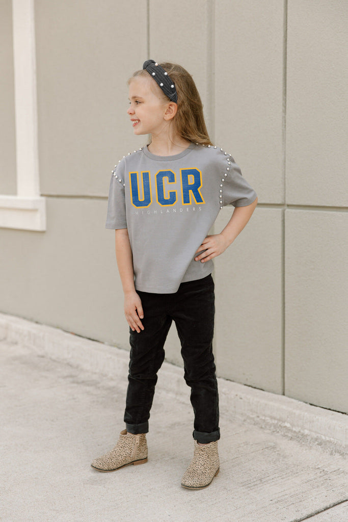 CALIFORNIA RIVERSIDE HIGHLANDERS AFTER PARTY KIDS STUDDED SHORT SLEEVE MODERATELY CROPPED TEE
