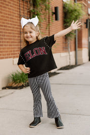 Black Elon Phoenix After Party Kids Studded Crop Tee - On Model Styled Look | Gameday Couture - SOHO