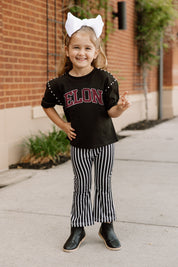 Black Elon Phoenix After Party Kids Studded Crop Tee - Back View On Model | Gameday Couture - SOHO