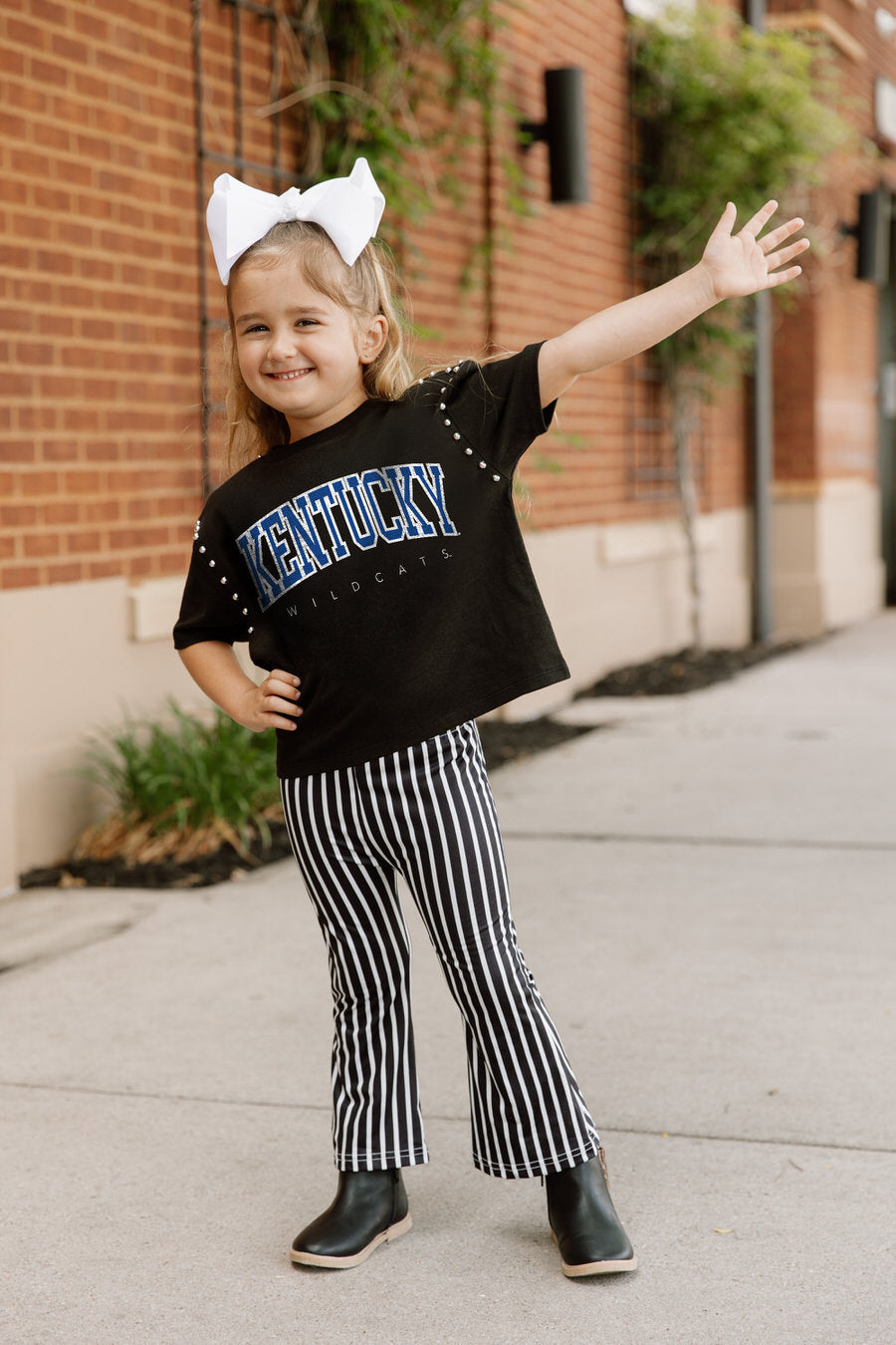 Black Kentucky Wildcats After Party Kids Studded Crop Tee - On Model Cheering | Gameday Couture - SOHO