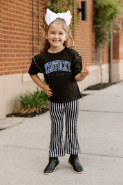 Black Kentucky Wildcats After Party Kids Studded Crop Tee - Back View On Model | Gameday Couture - SOHO