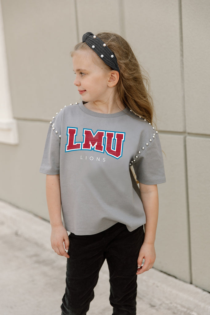 LOYOLA MARYMOUNT LIONS AFTER PARTY KIDS STUDDED SHORT SLEEVE MODERATELY CROPPED TEE
