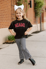 Black MIAMI OF OHIO REDHAWKS Studded Kids Crop Tee - Full Body View | Gameday Couture - SOHO