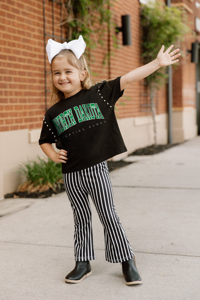 NORTH DAKOTA FIGHTING HAWKS AFTER PARTY KIDS STUDDED SHORT SLEEVE MODERATELY CROPPED TEE