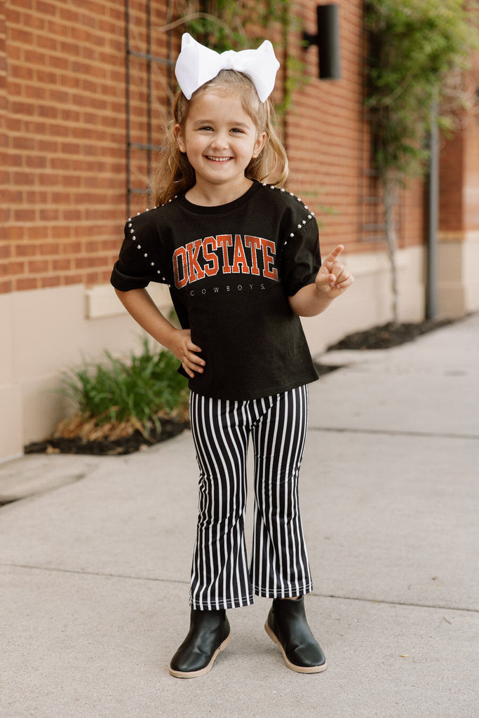 OKLAHOMA STATE COWBOYS AFTER PARTY KIDS STUDDED SHORT SLEEVE MODERATELY CROPPED TEE