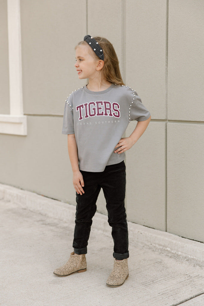 TEXAS SOUTHERN TIGERS AFTER PARTY KIDS STUDDED SHORT SLEEVE MODERATELY CROPPED TEE