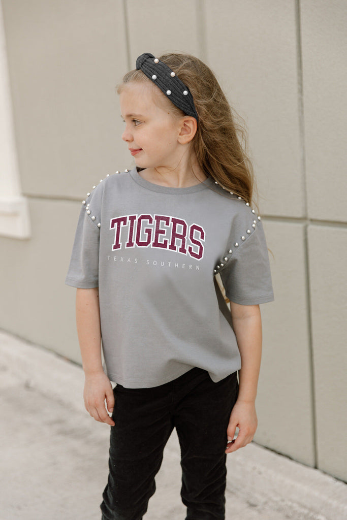 TEXAS SOUTHERN TIGERS AFTER PARTY KIDS STUDDED SHORT SLEEVE MODERATELY CROPPED TEE