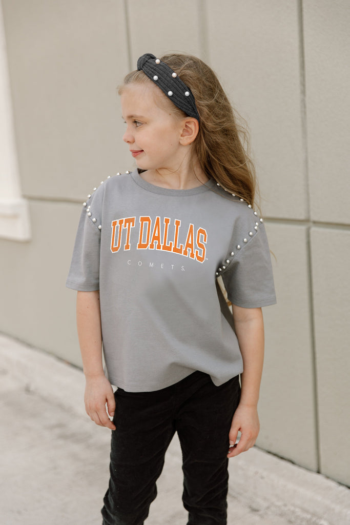 TEXAS AT DALLAS COMETS AFTER PARTY KIDS STUDDED SHORT SLEEVE MODERATELY CROPPED TEE