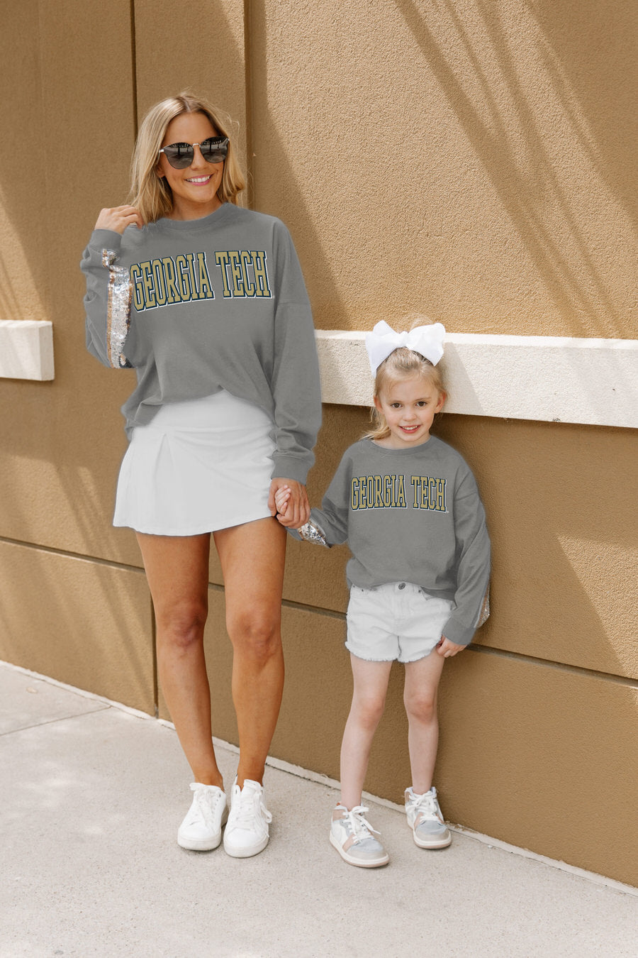 Grey Georgia Tech Yellow Jackets Guess Who's Back Kids Sequin Pullover - Mommy & Me Style | Gameday Couture - SOHO