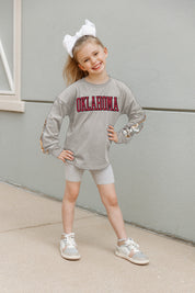 OKLAHOMA SOONERS GUESS WHO'S BACK KIDS SEQUIN YOKE PULLOVER