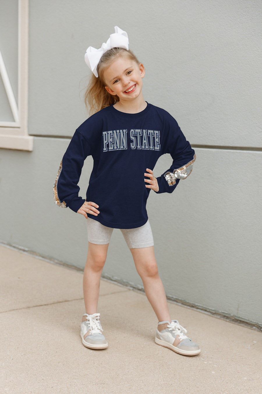 PENN STATE NITTANY LIONS GUESS WHO'S BACK KIDS SEQUIN YOKE PULLOVER