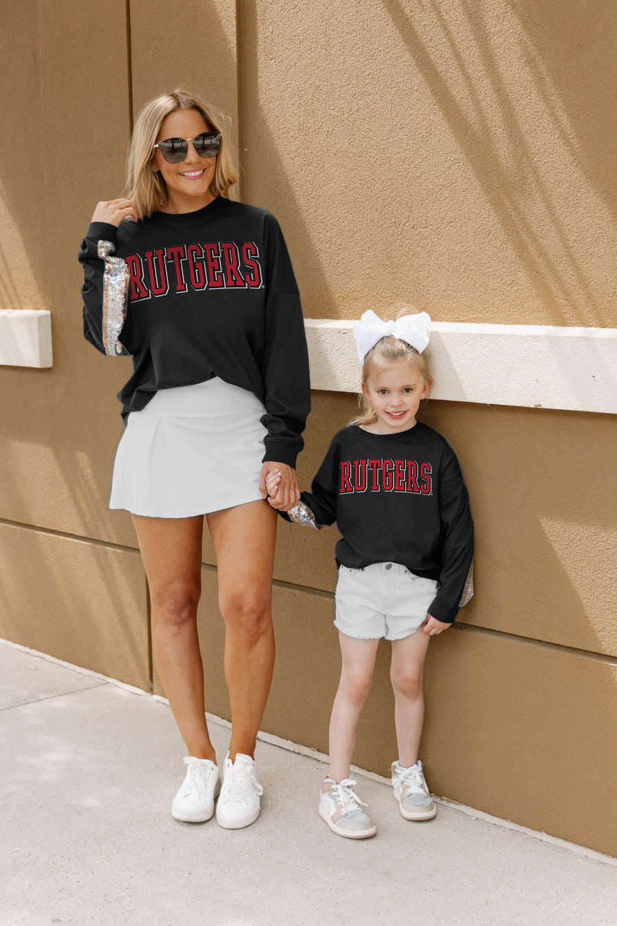 RUTGERS SCARLET KNIGHTS GUESS WHO'S BACK KIDS SEQUIN YOKE PULLOVER - Matching Outfits | Gameday Couture - SOHO